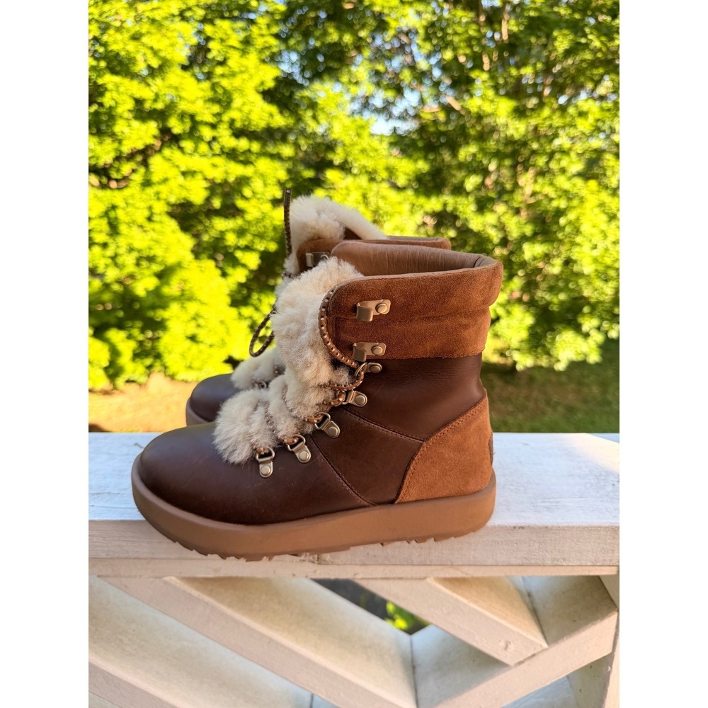 UGG Viki  Hiker Boots Brown Leather Suede Waterproof Vibram Arctic Grip